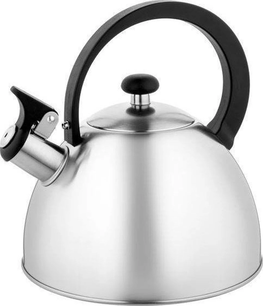 Florina Brillo Fluitketel 2,5L Voor Alle Warmtebronnen - Waterketel - Geborsteld RVS Zilver 2 Florina Brillo Fluitketel 2,5L Voor Alle Warmtebronnen - Waterketel - Geborsteld RVS Zilver - Afbeelding 2