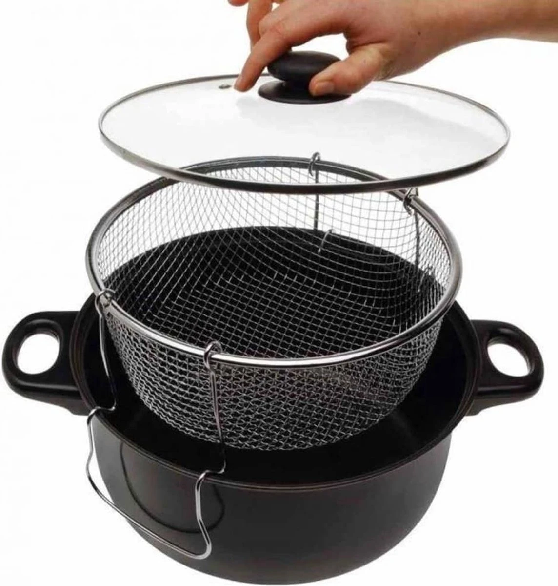 Excellent Houseware Frituurpan Met Glazen Deksel Ø26cm 7 Excellent Houseware Frituurpan Met Glazen Deksel Ø26cm - Afbeelding 7