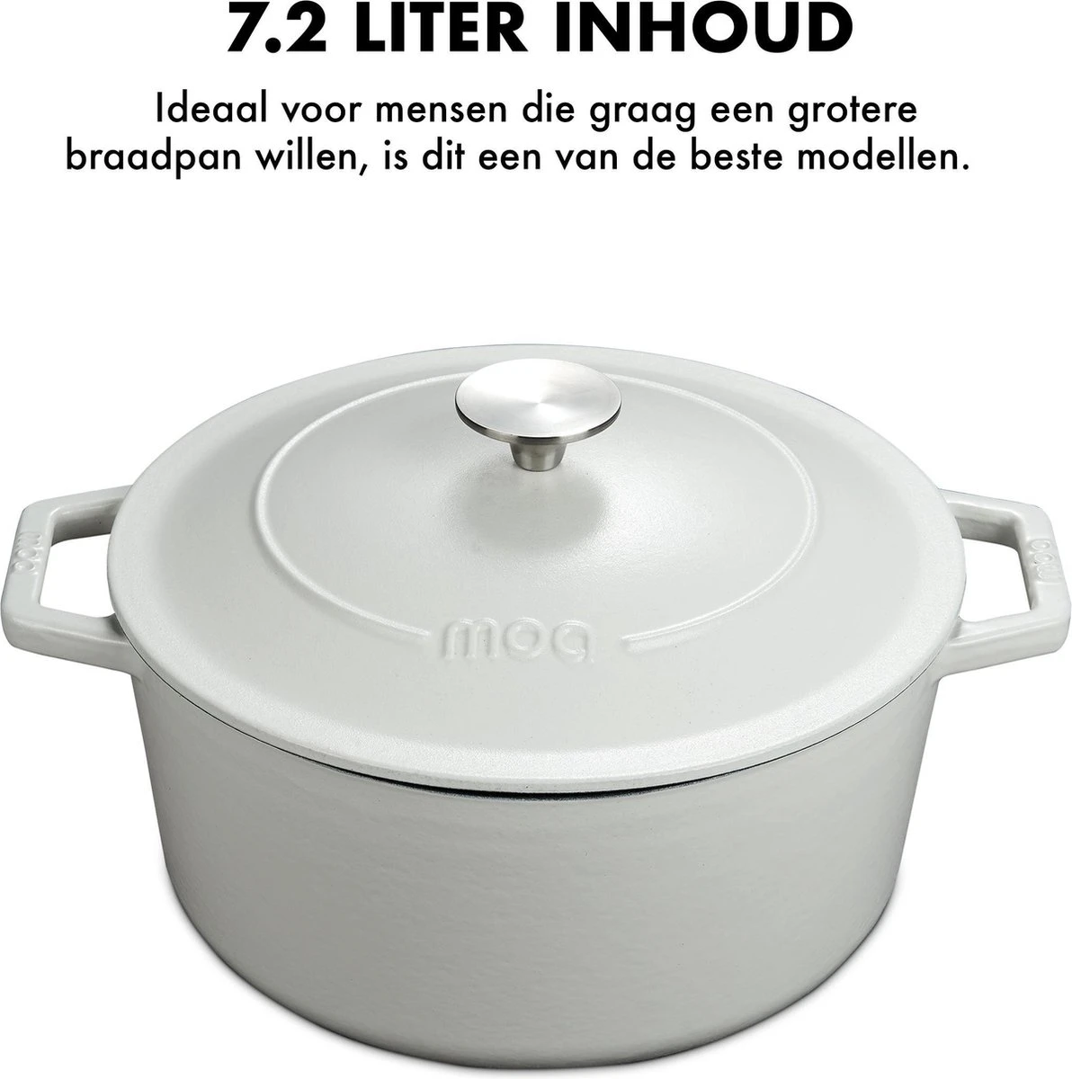 MOA Gietijzeren Braadpan - Inhoud 7,2 Liter - 30CM - Rond - Alle Warmtebronnen - Ook Voor Inductie - Gewicht 7,3 Kg - Wit - C30W 3 MOA Gietijzeren Braadpan - Inhoud 7,2 Liter - 30CM - Rond - Alle Warmtebronnen - Ook Voor Inductie - Gewicht 7,3 Kg - Wit - C30W - Afbeelding 3