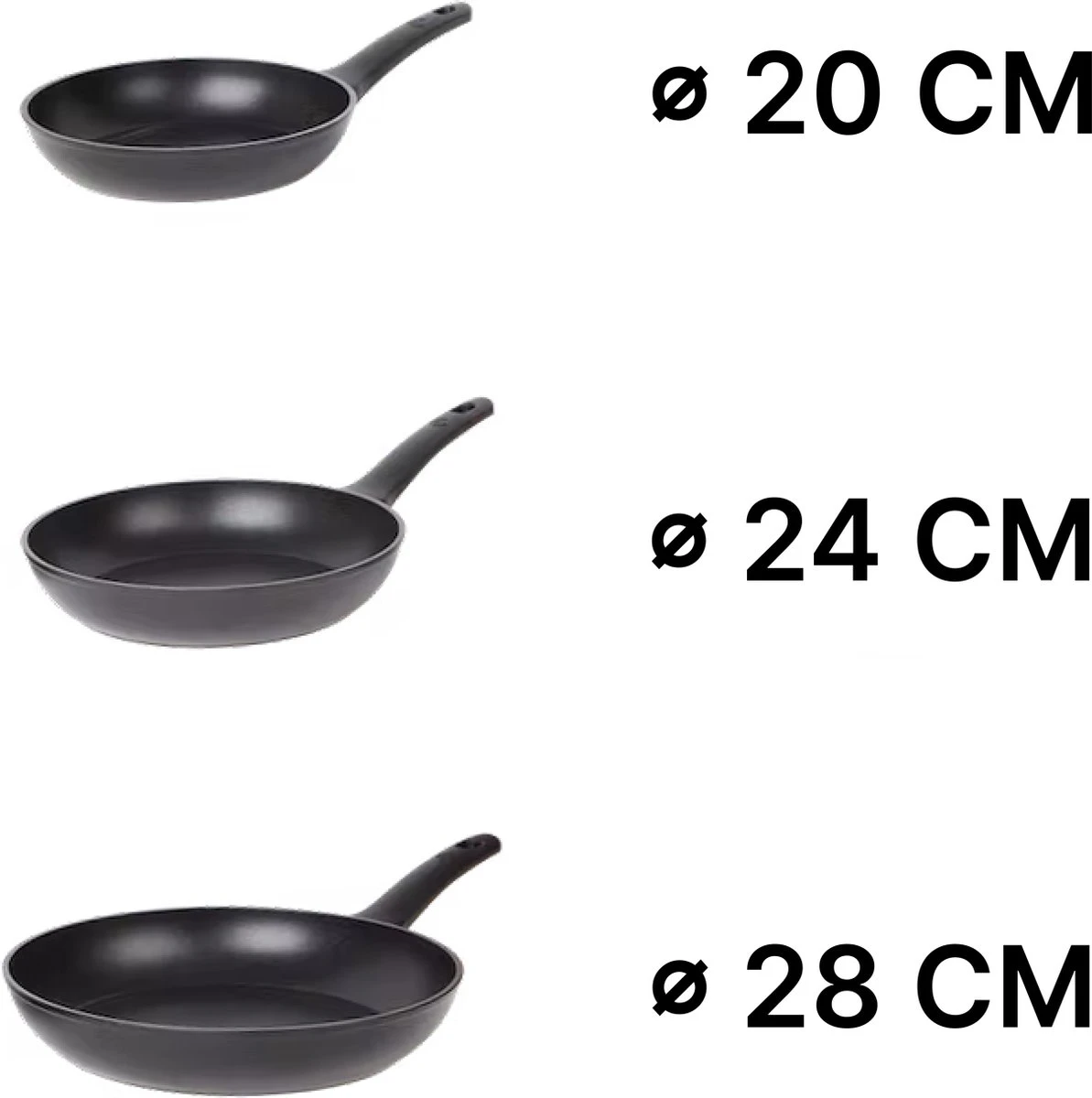 Masterchef Koekenpannen | Koekenpannenset 3 Stuks | Ø 20, 24 En 28 Cm | Geschikt Voor Verschillende Warmtebronnen | Inductie, Elektrisch, Gas En Keramisch Pannenset | Braadpannen | Vrij Van PFOA 2 Masterchef Koekenpannen | Koekenpannenset 3 Stuks | Ø 20, 24 En 28 Cm | Geschikt Voor Verschillende Warmtebronnen | Inductie, Elektrisch, Gas En Keramisch Pannenset | Braadpannen | Vrij Van PFOA - Afbeelding 2