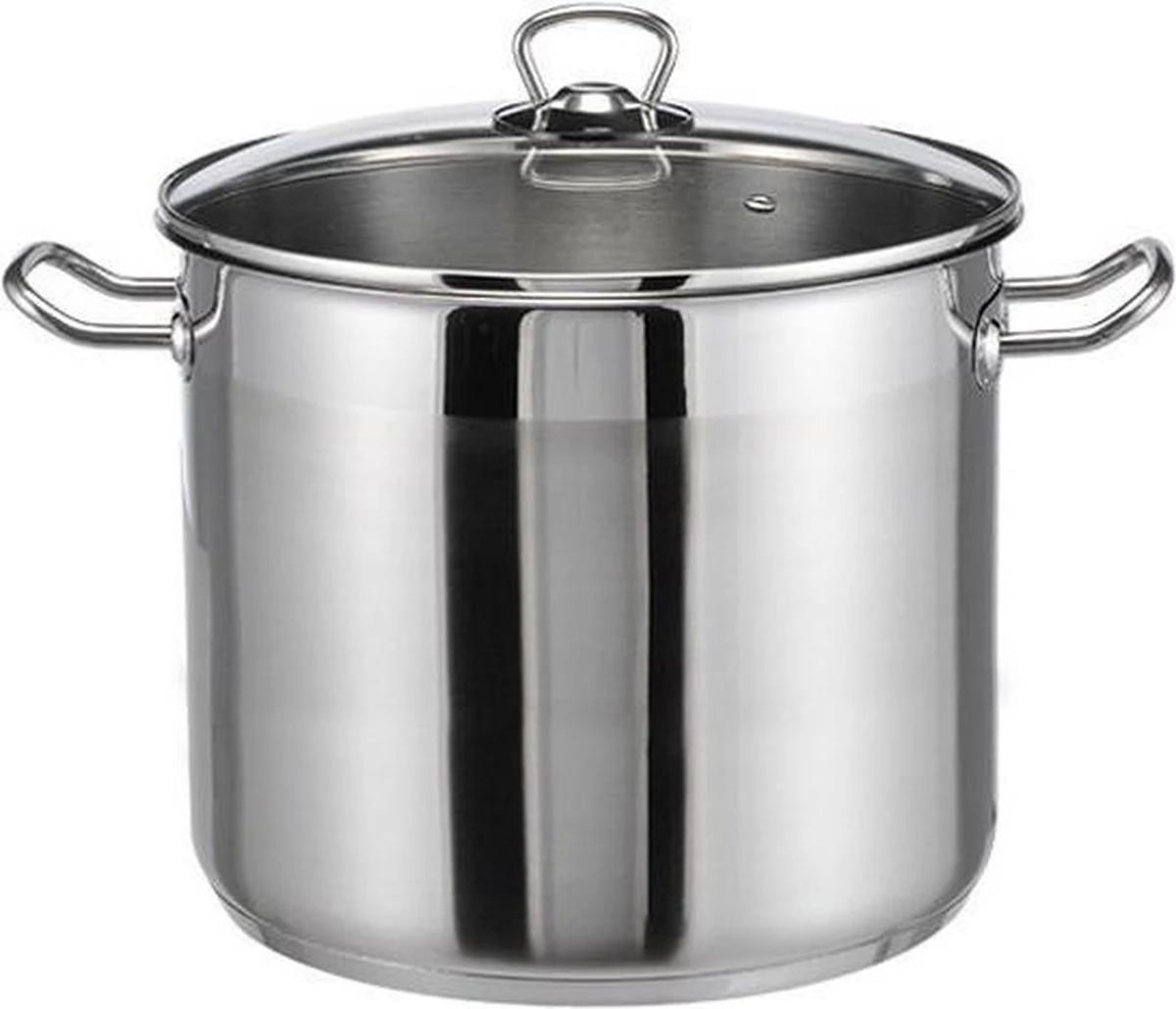 RVS Soeppan Met Glazen Deksel - 15 Liter - Vaatwasserbestendig 1 RVS Soeppan Met Glazen Deksel - 15 Liter - Vaatwasserbestendig