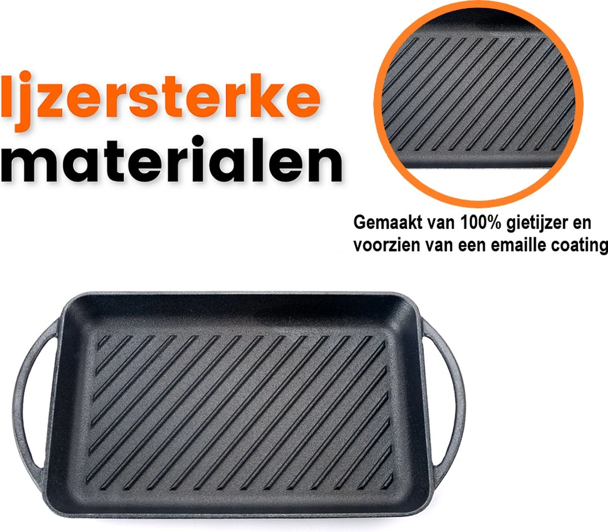Kicinn Grillplaat - Gietijzer - Geëmailleerd - Incl. Accessoires - Ø 33 X 21.8 Cm (LxB) 4 Kicinn Grillplaat - Gietijzer - Geëmailleerd - Incl. Accessoires - Ø 33 X 21.8 Cm (LxB) - Afbeelding 4
