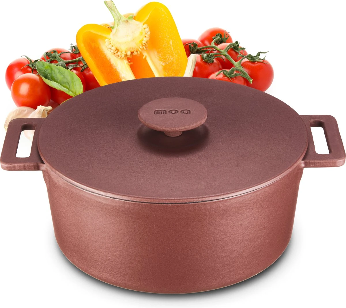MOA Gietijzeren Braadpan - Inhoud 4,75 Liter - 26CM - Rond - Alle Warmtebronnen - Ook Voor Inductie - Gewicht 5,8 Kg - Bordeaux Rood - MC26BR 1 MOA Gietijzeren Braadpan - Inhoud 4,75 Liter - 26CM - Rond - Alle Warmtebronnen - Ook Voor Inductie - Gewicht 5,8 Kg - Bordeaux Rood - MC26BR