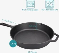 Navaris Gietijzeren Koekenpan - Braadpan Van Gietijzer - Ronde Skillet - Geschikt Voor Alle Warmtebronnen - Ø 25 Cm - Ovenbestendig Tot 260?graden 17 Navaris Gietijzeren Koekenpan - Braadpan Van Gietijzer - Ronde Skillet - Geschikt Voor Alle Warmtebronnen - Ø 25 Cm - Ovenbestendig Tot 260?graden -Kookwereld Winkel 1200x1071