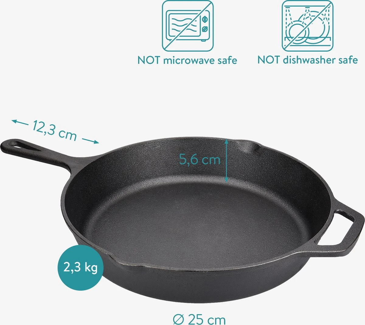 Navaris Gietijzeren Koekenpan - Braadpan Van Gietijzer - Ronde Skillet - Geschikt Voor Alle Warmtebronnen - Ø 25 Cm - Ovenbestendig Tot 260?graden 9 Navaris Gietijzeren Koekenpan - Braadpan Van Gietijzer - Ronde Skillet - Geschikt Voor Alle Warmtebronnen - Ø 25 Cm - Ovenbestendig Tot 260?graden - Afbeelding 9