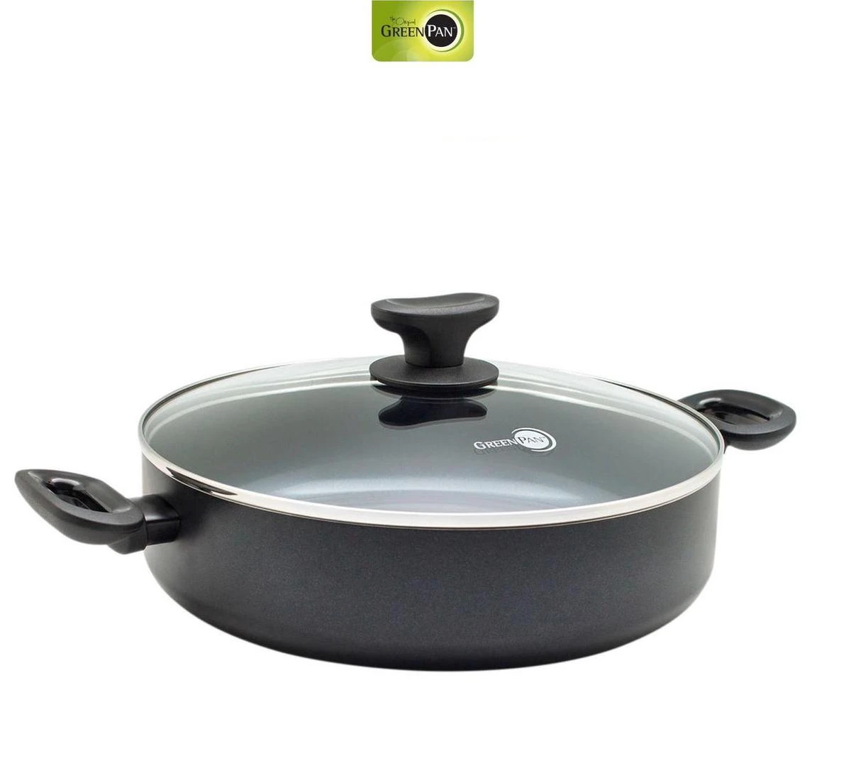 Greenpan Torino Keramische Hapjespan - 28 Cm - Met Glazen Deksel 1 Greenpan Torino Keramische Hapjespan - 28 Cm - Met Glazen Deksel
