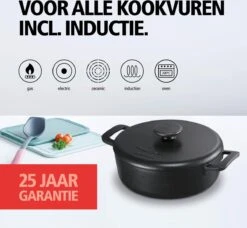 BRABANTIA THE DUTCH Gietijzeren Braadpan - Ø 28cm - MAT Zwart - Inductie -Kookwereld Winkel 1200x1107 1
