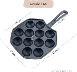 Home&House Poffertjespan Set - Zwart - Poffertjesmaker - Inductie - Gas - Poffertjes - Prik Vork - Kwast - Gietijzer - Poffertjesplaat - Poffertjespannen -Kookwereld Winkel 1200x1122 1