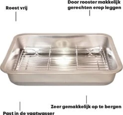 YUGN Braadslede Ovenschaal Braadslee Oven - Braadslede Met Rooster Voor Ovengerechten - Roestvrijstaal En 40x30x7CM - Cadeau Tip 14 YUGN Braadslede Ovenschaal Braadslee Oven - Braadslede Met Rooster Voor Ovengerechten - Roestvrijstaal En 40x30x7CM - Cadeau Tip -Kookwereld Winkel 1200x1124 4