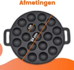 Kicinn Poffertjespan - Poffertjesmaker - Poffertjespan Inductie - Ø 24 Cm - 19 Poffertjes - Inclusief Handvaten -Kookwereld Winkel 1200x1127 1