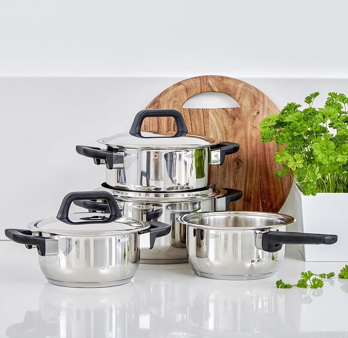 Gero Erik Kookpannenset - 4-delig - RVS - Inductie 7 Gero Erik Kookpannenset - 4-delig - RVS - Inductie - Afbeelding 7