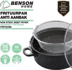 Benson Frituurpan Met Korf - Ø 26 Cm - Carbonstaal Met Marmer Coating -Kookwereld Winkel 1200x1168 5