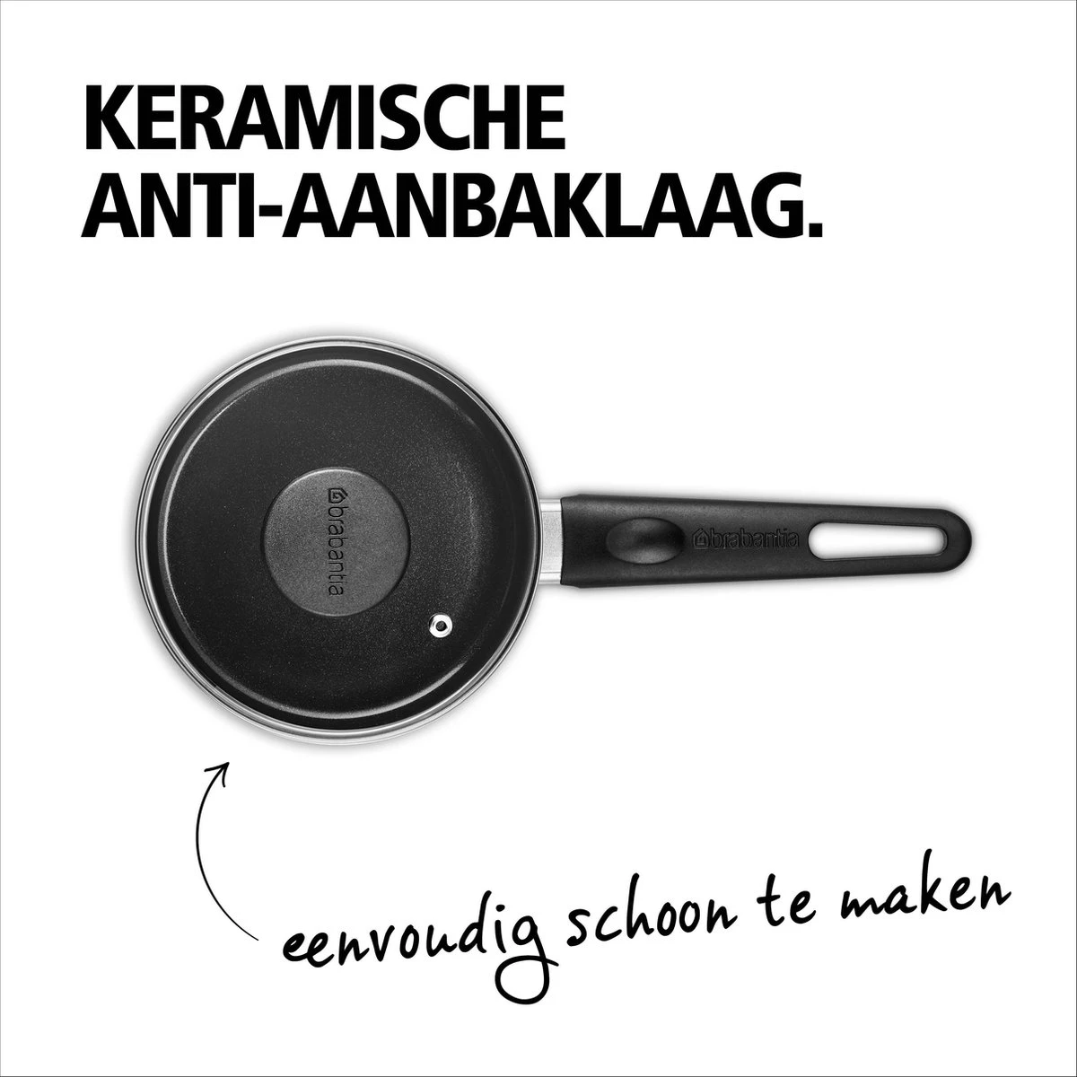 BRABANTIA INDU+ Steelpan Met Deksel - Keramische Antiaanbaklaag - Ø 16 Cm - Inductie - Pfas Vrij 2 BRABANTIA INDU+ Steelpan Met Deksel - Keramische Antiaanbaklaag - Ø 16 Cm - Inductie - Pfas Vrij - Afbeelding 2