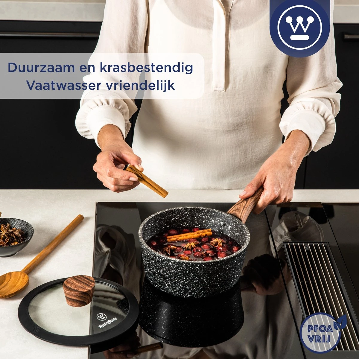 Westinghouse Steelpan Inductie - Ø 20 Cm - Zwart Marmer - Speciale Editie 5 Westinghouse Steelpan Inductie - Ø 20 Cm - Zwart Marmer - Speciale Editie - Afbeelding 5