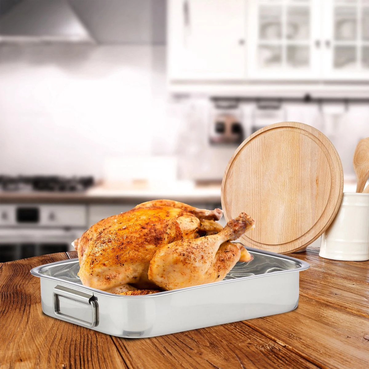 Relaxdays Braadslede Met Rooster - Edelstaal - Ovenschaal - Braadpan - Braadslee - Zilver - L 3 Relaxdays Braadslede Met Rooster - Edelstaal - Ovenschaal - Braadpan - Braadslee - Zilver - L - Afbeelding 3