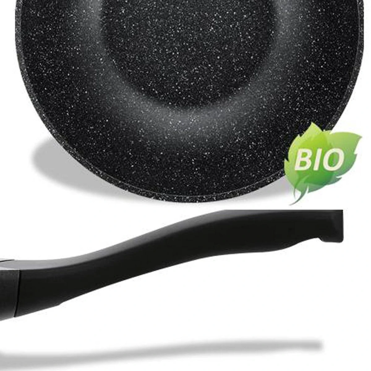 Royalty Line Marble Coating Wok - Met Glazen Deksel - Zwart - 30 Cm 2 Royalty Line Marble Coating Wok - Met Glazen Deksel - Zwart - 30 Cm - Afbeelding 2