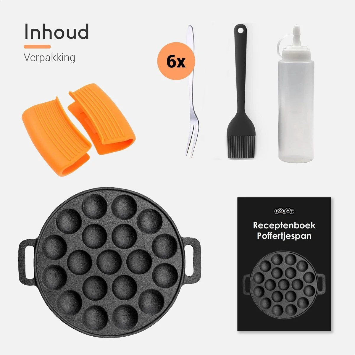 Ocina Poffertjespan – Combo Pack – 19 Poffertjes – Poffertjesmaker – Poffertjespan Inductie – Poffertjespan Electrisch – Gietijzeren Pan - Inclusief Doseerfles, Handvaten, 6x Poffertjesvorken En Invetkwast – Gratis Receptenboek 10 Ocina Poffertjespan – Combo Pack – 19 Poffertjes – Poffertjesmaker – Poffertjespan Inductie – Poffertjespan Electrisch – Gietijzeren Pan - Inclusief Doseerfles, Handvaten, 6x Poffertjesvorken En Invetkwast – Gratis Receptenboek - Afbeelding 10