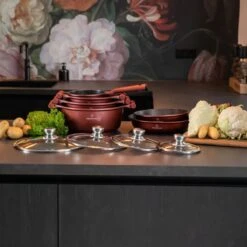 Herenthal Pannenset Inductie - Luxe 10-delige Koekenpan Inductie - Voor Alle Warmtebronnen - Pannen Met Glazen Deksels En Koudgrepen - Burgundy 13 Herenthal Pannenset Inductie - Luxe 10-delige Koekenpan Inductie - Voor Alle Warmtebronnen - Pannen Met Glazen Deksels En Koudgrepen - Burgundy -Kookwereld Winkel 1200x1200 42