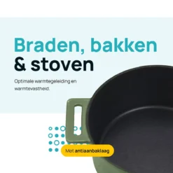 MOA Gietijzeren Braadpan - Inhoud 4,75 Liter - 26CM - Rond - Alle Warmtebronnen - Ook Voor Inductie - Gewicht 5,8 Kg - Olijfgroen - MC26OG 13 MOA Gietijzeren Braadpan - Inhoud 4,75 Liter - 26CM - Rond - Alle Warmtebronnen - Ook Voor Inductie - Gewicht 5,8 Kg - Olijfgroen - MC26OG -Kookwereld Winkel 1200x1200 424
