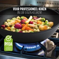 Rosmarino Black Line - Wokpan - Ø30cm - 100% PFAS & PFOA Vrij - Gegoten Aluminium - Non-stick Minerale Coating - Ergonomische Handgreep - Geschikt Voor Alle Warmtebronnen & Vaatwasser -Kookwereld Winkel 1200x1200 469