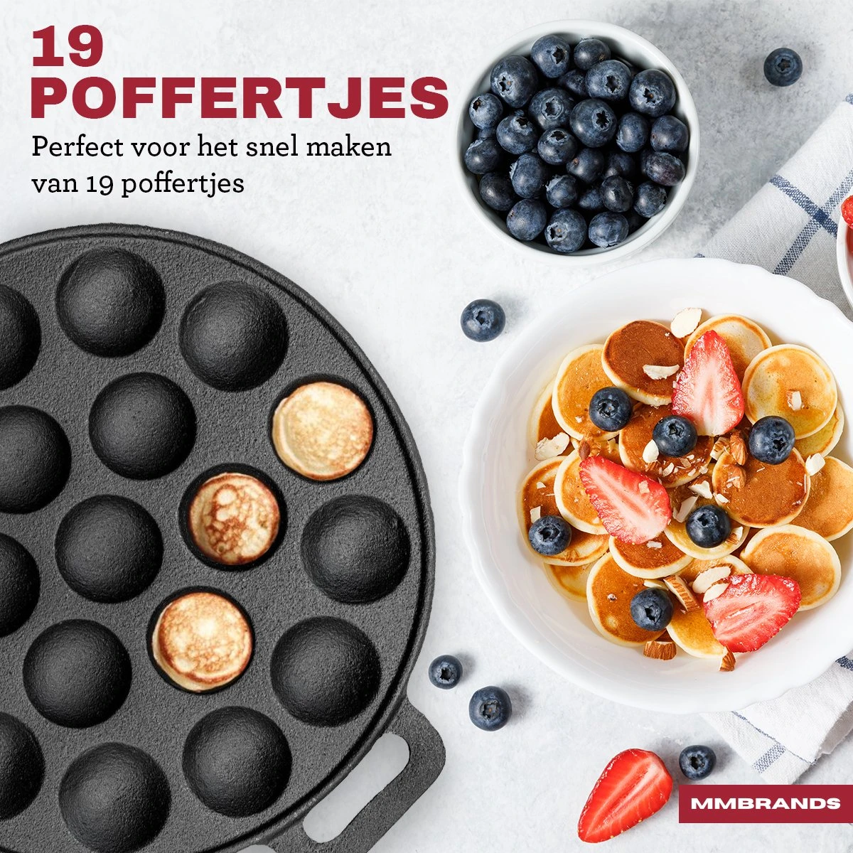 MM Brands Poffertjespan - Poffertjesmaker - Inductie / Oven / BBQ - Inclusief Handvat, Borstel En Vorken 4 MM Brands Poffertjespan - Poffertjesmaker - Inductie / Oven / BBQ - Inclusief Handvat, Borstel En Vorken - Afbeelding 4
