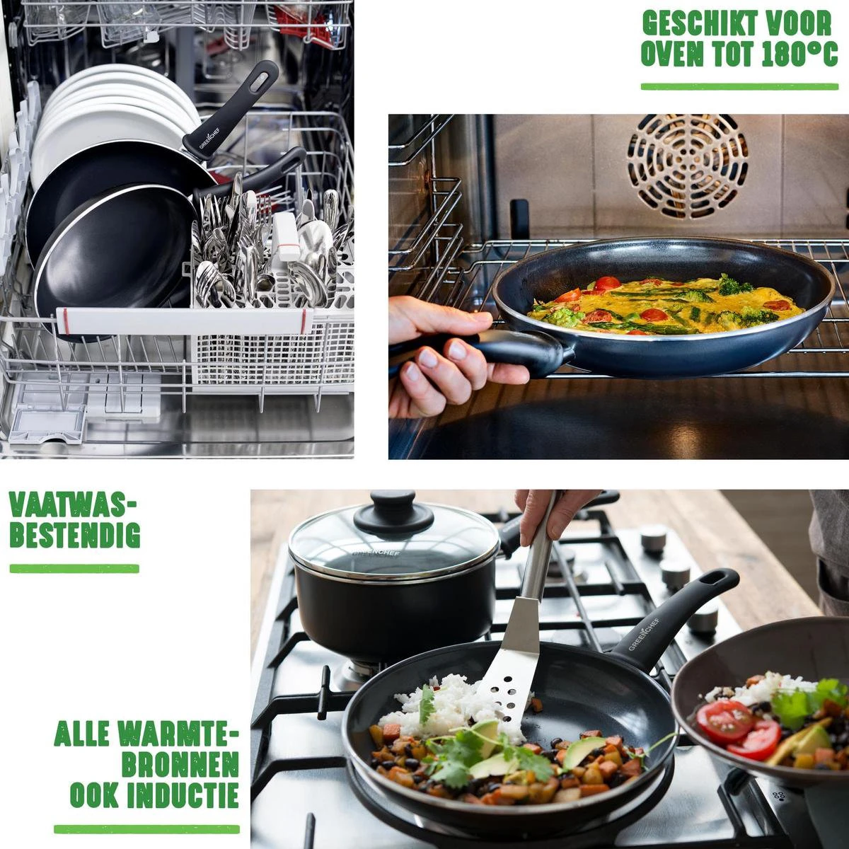 GreenChef Soft Grip Pannenset - 10-Delig - Keramisch - Inductie 7 GreenChef Soft Grip Pannenset - 10-Delig - Keramisch - Inductie - Afbeelding 7