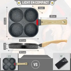W&Z® Pannenkoekenpan Inductie - Pancake Pan - Omeletpan - Omeletmaker -Eierpan- Anti Aanbak - 4 Vakjes -Kookwereld Winkel 1200x1200 569