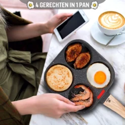 W&Z® Pannenkoekenpan Inductie - Pancake Pan - Omeletpan - Omeletmaker -Eierpan- Anti Aanbak - 4 Vakjes -Kookwereld Winkel 1200x1200 571