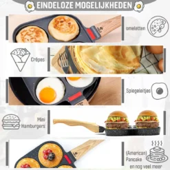 W&Z® Pannenkoekenpan Inductie - Pancake Pan - Omeletpan - Omeletmaker -Eierpan- Anti Aanbak - 4 Vakjes -Kookwereld Winkel 1200x1200 573