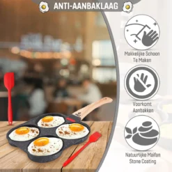 W&Z® Pannenkoekenpan Inductie - Pancake Pan - Omeletpan - Omeletmaker -Eierpan- Anti Aanbak - 4 Vakjes -Kookwereld Winkel 1200x1200 574
