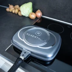Herenthal Dubbele Grillpan - Ø 28 Cm - Koekenpan - Keramische Pan - Marmeren Coating Met Antiaanbaklaag - PFAS & PFOA Vrij - Pan - Grill - Vermindert Geur, Rook En Oliespatten - Zilver -Kookwereld Winkel 1200x1200 710