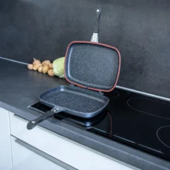 Herenthal Dubbele Grillpan - Ø 28 Cm - Koekenpan - Keramische Pan - Marmeren Coating Met Antiaanbaklaag - PFAS & PFOA Vrij - Pan - Grill - Vermindert Geur, Rook En Oliespatten - Zilver -Kookwereld Winkel 1200x1200 711