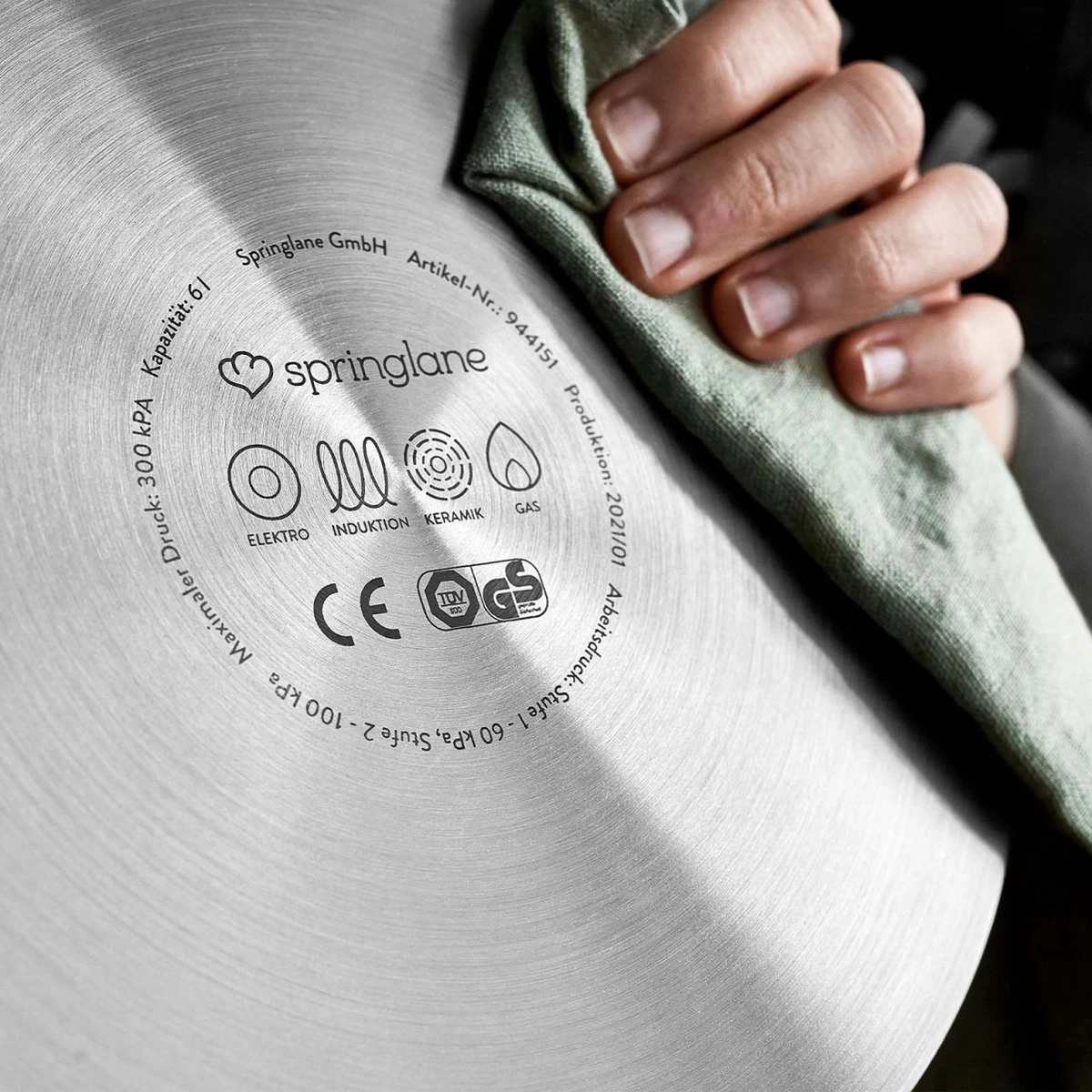 Springlane Roestvrijstalen Snelkookpan - Inductie - Pressure Cooker - 6,0 L Met Stoommand 5 Springlane Roestvrijstalen Snelkookpan - Inductie - Pressure Cooker - 6,0 L Met Stoommand - Afbeelding 5