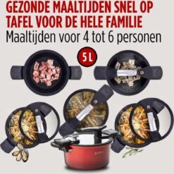 Rosmarino - Snelkookpan Met Glazen Deksel - Zwart - Ø24cm - 5 Liter - 100% PFAS & PFOA Vrij - Aluminium - Pressure Cooker - Non-stick Minerale Coating - Ergonomische Handgrepen - Geschikt Voor Alle Warmtebronnen 20 Rosmarino - Snelkookpan Met Glazen Deksel - Zwart - Ø24cm - 5 Liter - 100% PFAS & PFOA Vrij - Aluminium - Pressure Cooker - Non-stick Minerale Coating - Ergonomische Handgrepen - Geschikt Voor Alle Warmtebronnen -Kookwereld Winkel 1200x1200 981