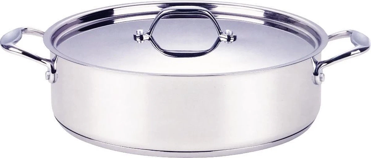 Merkloos Lage Kookpan RVS Braadpan - Voor Alle Warmtebronnen, Ook Inductie – 9L 1 Merkloos Lage Kookpan RVS Braadpan - Voor Alle Warmtebronnen, Ook Inductie – 9L