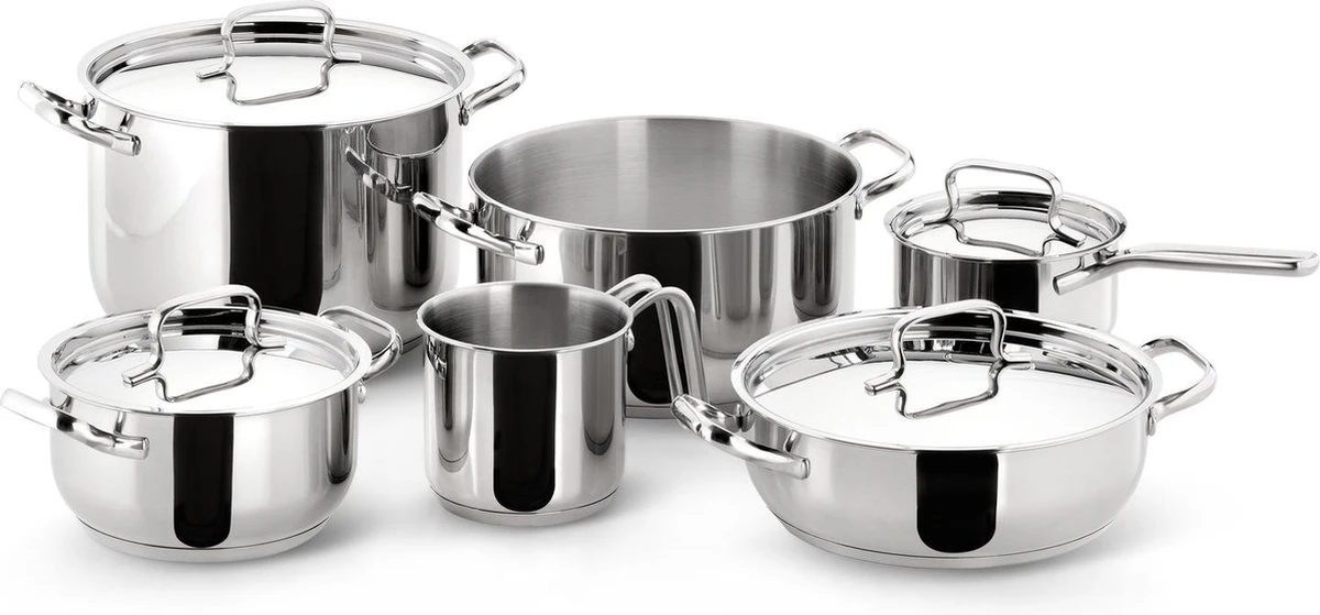 Lagostina Sfisiosa Acciaio SFIZIOSA ACCIAIO 10-delig (hoge Kookpan 22 Cm + Kookpan 18/22 Cm + Hapjespan 24 Cm + Steelpan 14 Cm + Melkpot 12 Cm + Deksels 14/18/22/24 Cm) 1 Lagostina Sfisiosa Acciaio SFIZIOSA ACCIAIO 10-delig (hoge Kookpan 22 Cm + Kookpan 18/22 Cm + Hapjespan 24 Cm + Steelpan 14 Cm + Melkpot 12 Cm + Deksels 14/18/22/24 Cm)