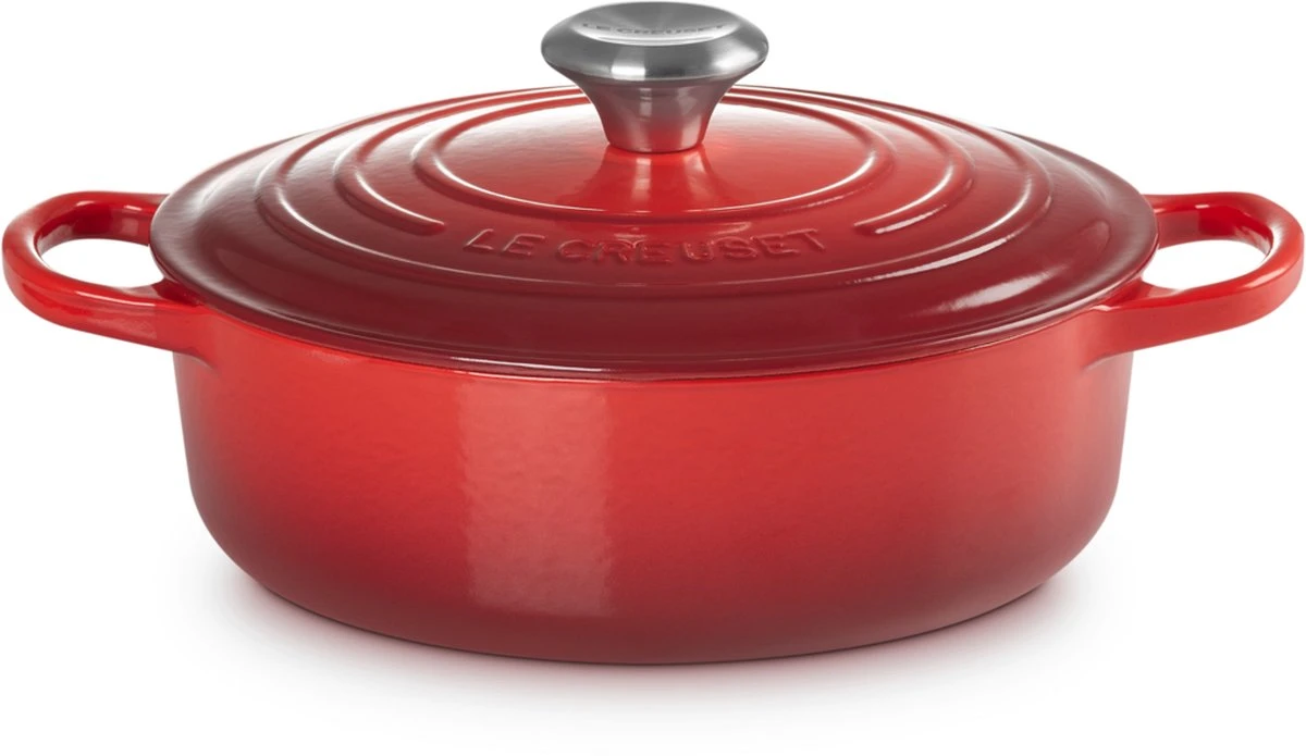 Le Creuset - Gietijzeren - Lage Braadpan - 24cm - Kersenrood 7 Le Creuset - Gietijzeren - Lage Braadpan - 24cm - Kersenrood - Afbeelding 7