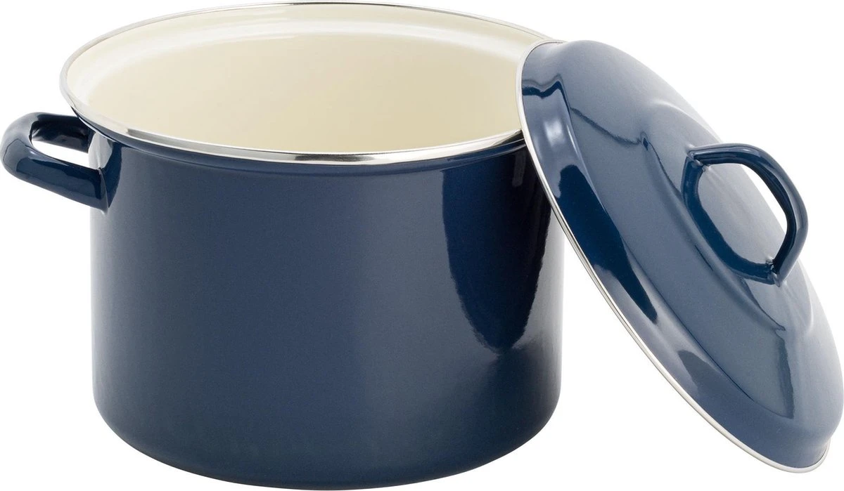 Lite-Body - Magnus Soeppan / Stamppotpan Met Deksel - Ø 26 Cm/ 10l - Emaille - Deep Blauw 2 Lite-Body - Magnus Soeppan / Stamppotpan Met Deksel - Ø 26 Cm/ 10l - Emaille - Deep Blauw - Afbeelding 2