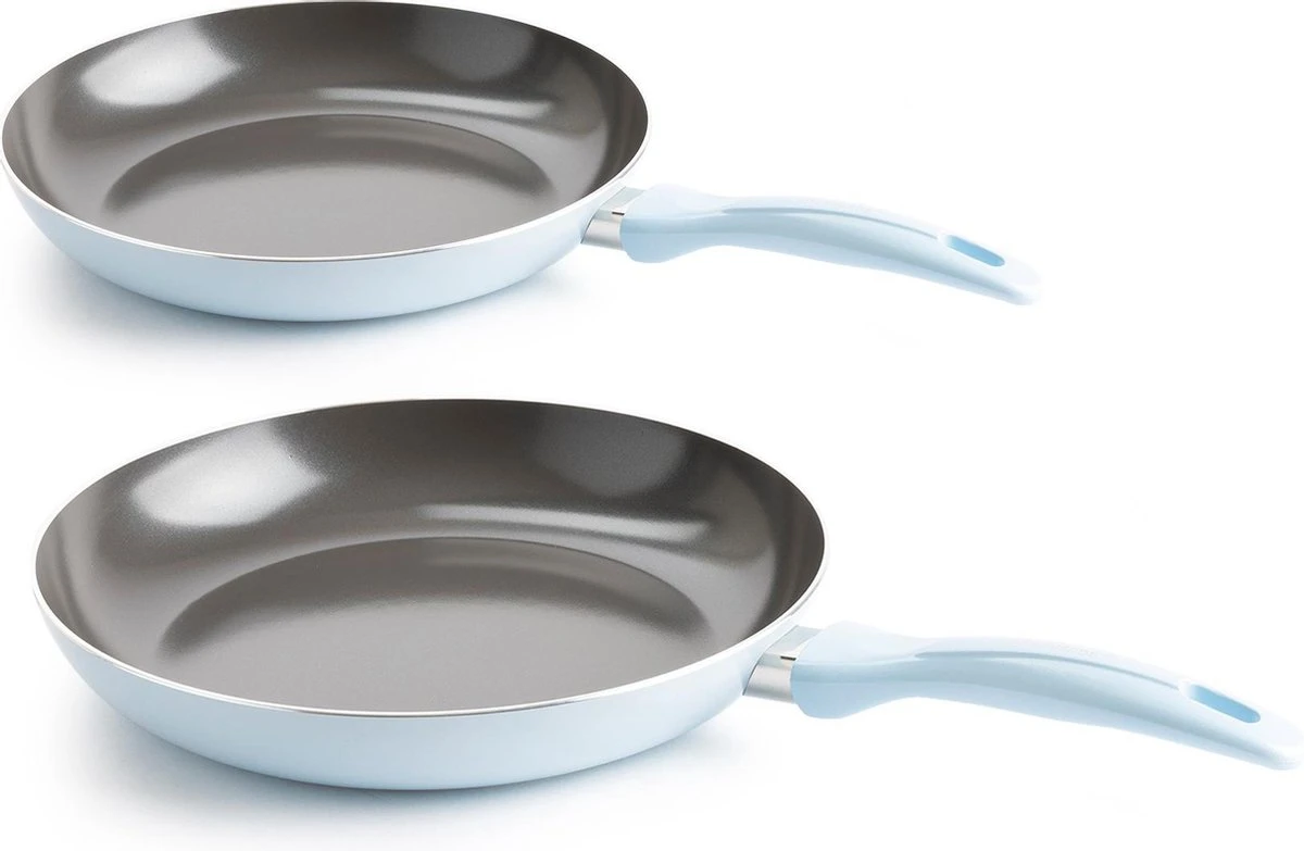 VitaVerde Expert Koekenpannenset Ø 24cm + Ø 28cm - Lichtblauw - Inductie - PFAS-vrij 1 VitaVerde Expert Koekenpannenset Ø 24cm + Ø 28cm - Lichtblauw - Inductie - PFAS-vrij