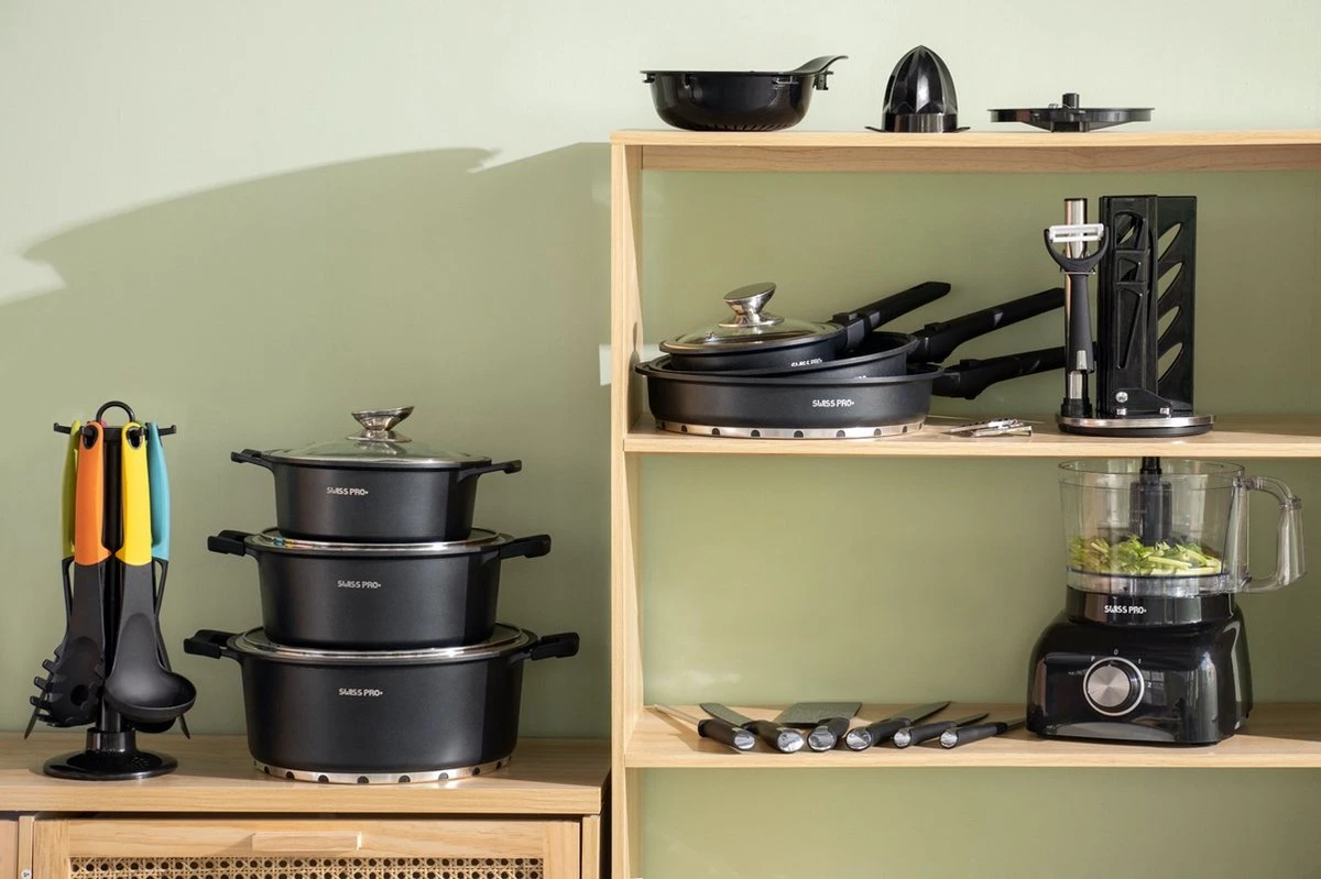 Swiss Pro+ - SWP41D22 - Pannenset 41 Delig - Foodprocessor - Messenblok 8 Delig - Kookgerei Set Met Houder 7 Delig - Starters Pakket - 2022 Serie - Limited Edition -uitzet 5 Swiss Pro+ - SWP41D22 - Pannenset 41 Delig - Foodprocessor - Messenblok 8 Delig - Kookgerei Set Met Houder 7 Delig - Starters Pakket - 2022 Serie - Limited Edition -uitzet - Afbeelding 5