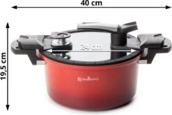 Rosmarino - Snelkookpan Met Glazen Deksel - Zwart - Ø24cm - 5 Liter - 100% PFAS & PFOA Vrij - Aluminium - Pressure Cooker - Non-stick Minerale Coating - Ergonomische Handgrepen - Geschikt Voor Alle Warmtebronnen 14 Rosmarino - Snelkookpan Met Glazen Deksel - Zwart - Ø24cm - 5 Liter - 100% PFAS & PFOA Vrij - Aluminium - Pressure Cooker - Non-stick Minerale Coating - Ergonomische Handgrepen - Geschikt Voor Alle Warmtebronnen -Kookwereld Winkel 1200x800 151