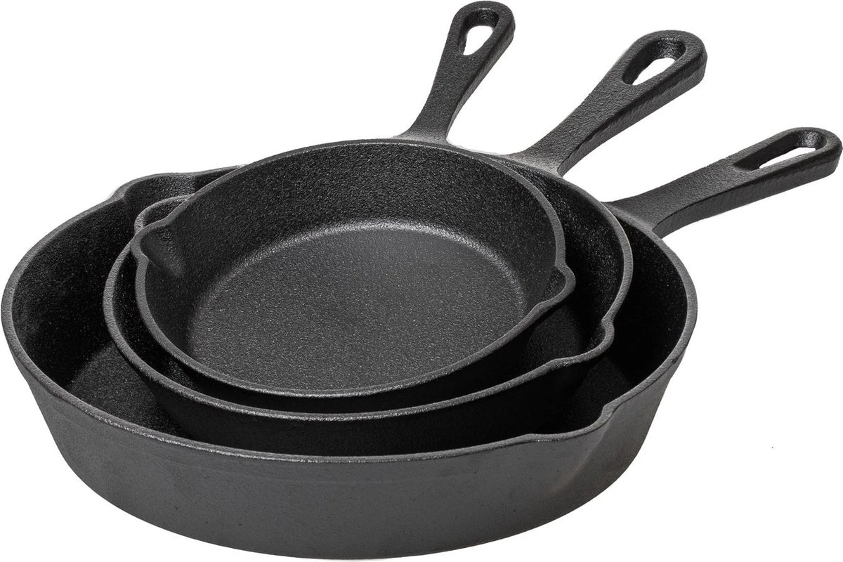 Blackwell Koekenpannenset - Gietijzer - ø 16, 20 En 25 Cm - Zonder Anti-aanbaklaag 1 Blackwell Koekenpannenset - Gietijzer - ø 16, 20 En 25 Cm - Zonder Anti-aanbaklaag