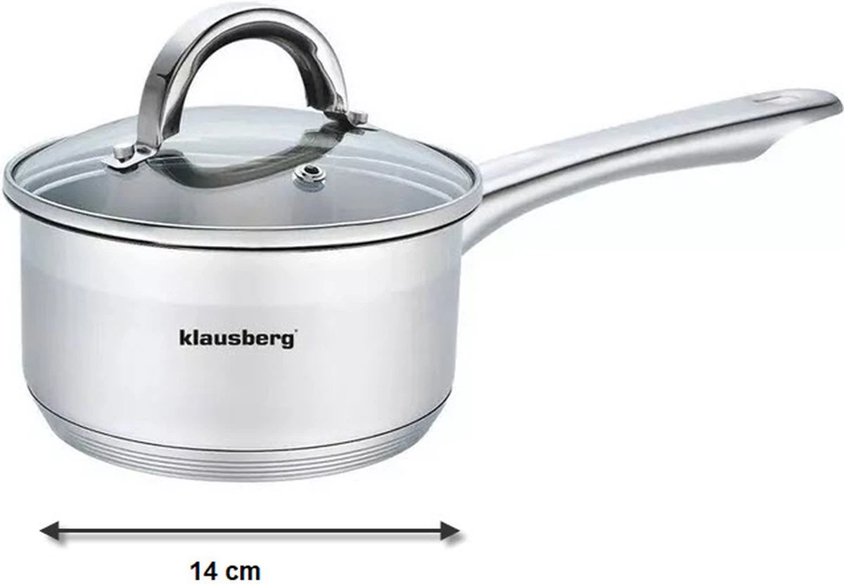Klausberg 7132 - Steelpan Met Deksel - Sauspan - 14 Cm - 1 Liter 2 Klausberg 7132 - Steelpan Met Deksel - Sauspan - 14 Cm - 1 Liter - Afbeelding 2