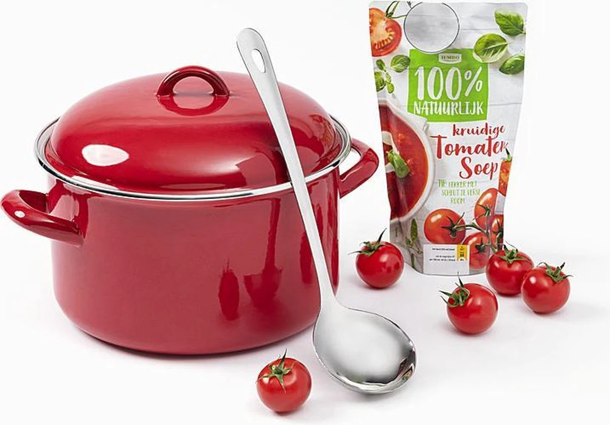 Stamppot / Soeppan, ø24cm, Rood Emaille, Voccelli 3 Stamppot / Soeppan, ø24cm, Rood Emaille, Voccelli - Afbeelding 3