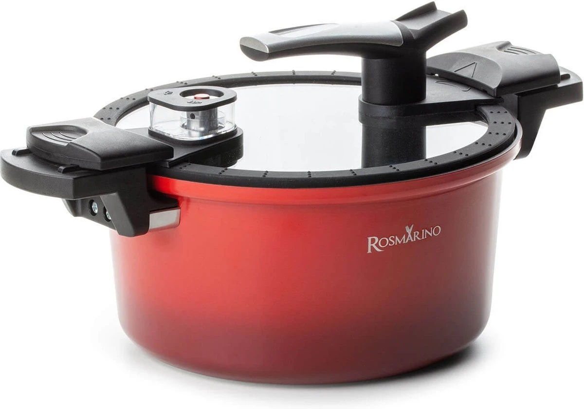 Rosmarino - Snelkookpan Met Glazen Deksel - Zwart - Ø24cm - 5 Liter - 100% PFAS & PFOA Vrij - Aluminium - Pressure Cooker - Non-stick Minerale Coating - Ergonomische Handgrepen - Geschikt Voor Alle Warmtebronnen 1 Rosmarino - Snelkookpan Met Glazen Deksel - Zwart - Ø24cm - 5 Liter - 100% PFAS & PFOA Vrij - Aluminium - Pressure Cooker - Non-stick Minerale Coating - Ergonomische Handgrepen - Geschikt Voor Alle Warmtebronnen