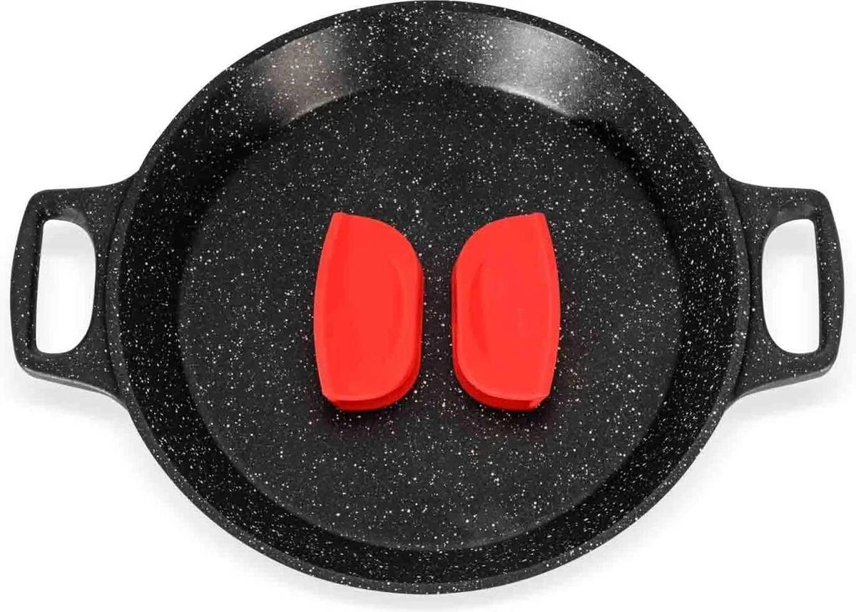 CUILINA Paella Pan 40 Cm– Duitse GREBLON Antiaanbaklaag Marmer Coating - Voor Inductie En Alle Warmtebronnen - Met Afneembare Siliconen Handvatten. 2 CUILINA Paella Pan 40 Cm– Duitse GREBLON Antiaanbaklaag Marmer Coating - Voor Inductie En Alle Warmtebronnen - Met Afneembare Siliconen Handvatten. - Afbeelding 2