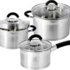 Royal Swiss Pannenset - 6 Delig - RVS - Met Glazen Deksels - Inductie - Met Afgietsysteem - Vaatwasser Bestendig