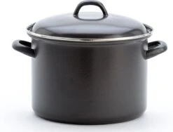 Lite-Body Soeppan/Stamppotpan Met Deksel - 24cm/8l - Emaille - Mystique Zwart