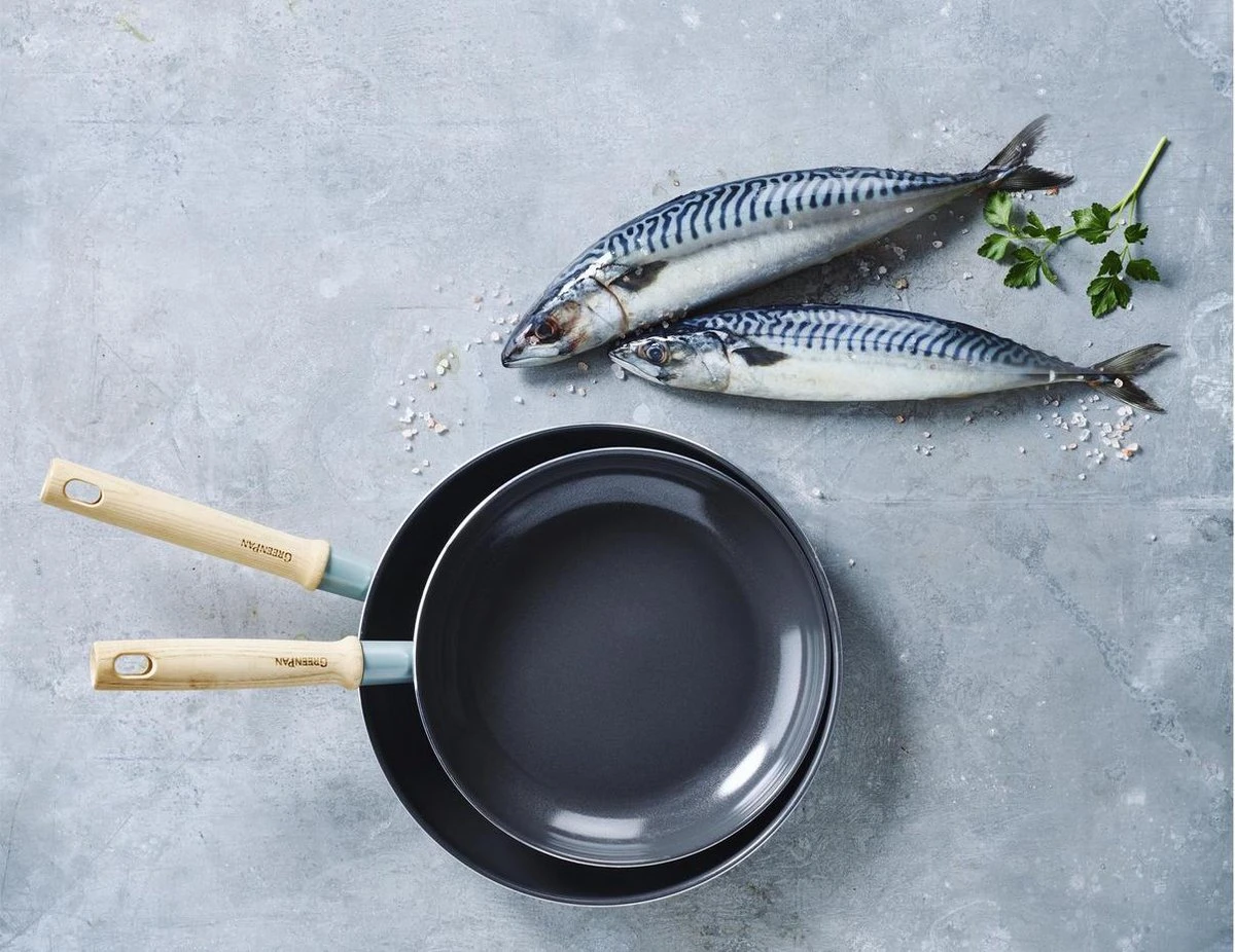 GreenPan Mayflower Pannenset - 3-delig + 2 Accessoires - Lichtblauw - Inductie - PFAS-vrij 3 GreenPan Mayflower Pannenset - 3-delig + 2 Accessoires - Lichtblauw - Inductie - PFAS-vrij - Afbeelding 3