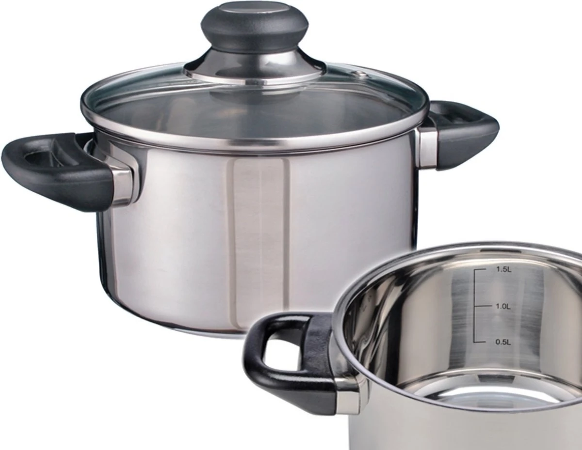 Haushalt 21303 - Kookpan - RVS - 16cm Met Glazen Deksel 1 Haushalt 21303 - Kookpan - RVS - 16cm Met Glazen Deksel